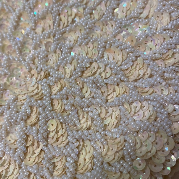 Vintage made in Hong Kong cream handmade sequin for wedding/evening/prom purse - Picture 2 of 10